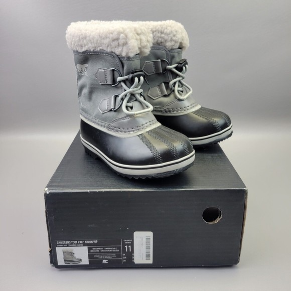 Sorel Yoot Pac Nylon Gray Children Unisex Size 11 Waterproof Snow Winter Boots‎ - Picture 1 of 16